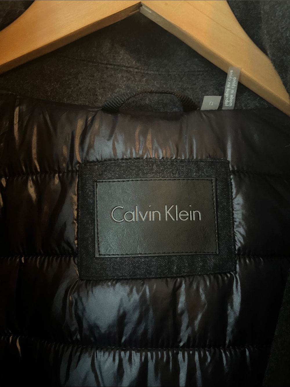 Calvin Klein Black Men's Wool-Blend Pea Coat with Quilted Liner - Picture 2 of 3